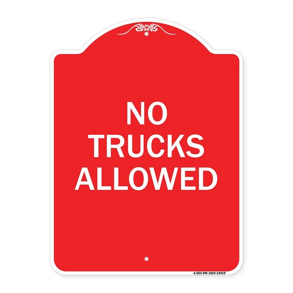 Signmission Parking Lot Sign No Trucks Allowed, Red & White Aluminum Sign, 18" x 24", RW-1824-23419 A-DES-RW-1824-23419 - main